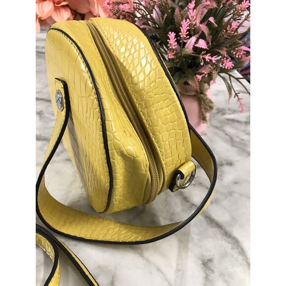 RARE Round Classy Koko Couture Crossbody Purse MUstard Gold Yellow 7"x7"x3" - Picture 3 of 7